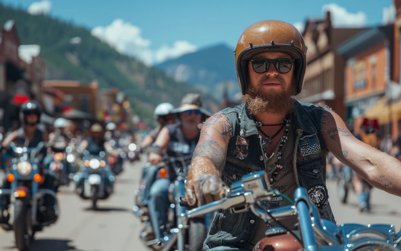 Motorcyclists in US western town