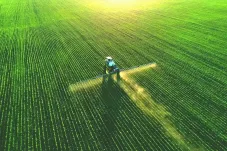 tractor in a large field