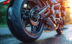 Zoomed image of motorscyle image on road