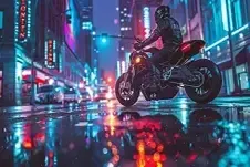 Riding a motorcycle in the city